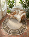 Soho Elegance Collection Area Rug -  Mercer (Beige) Round Beige  lifestyle 44