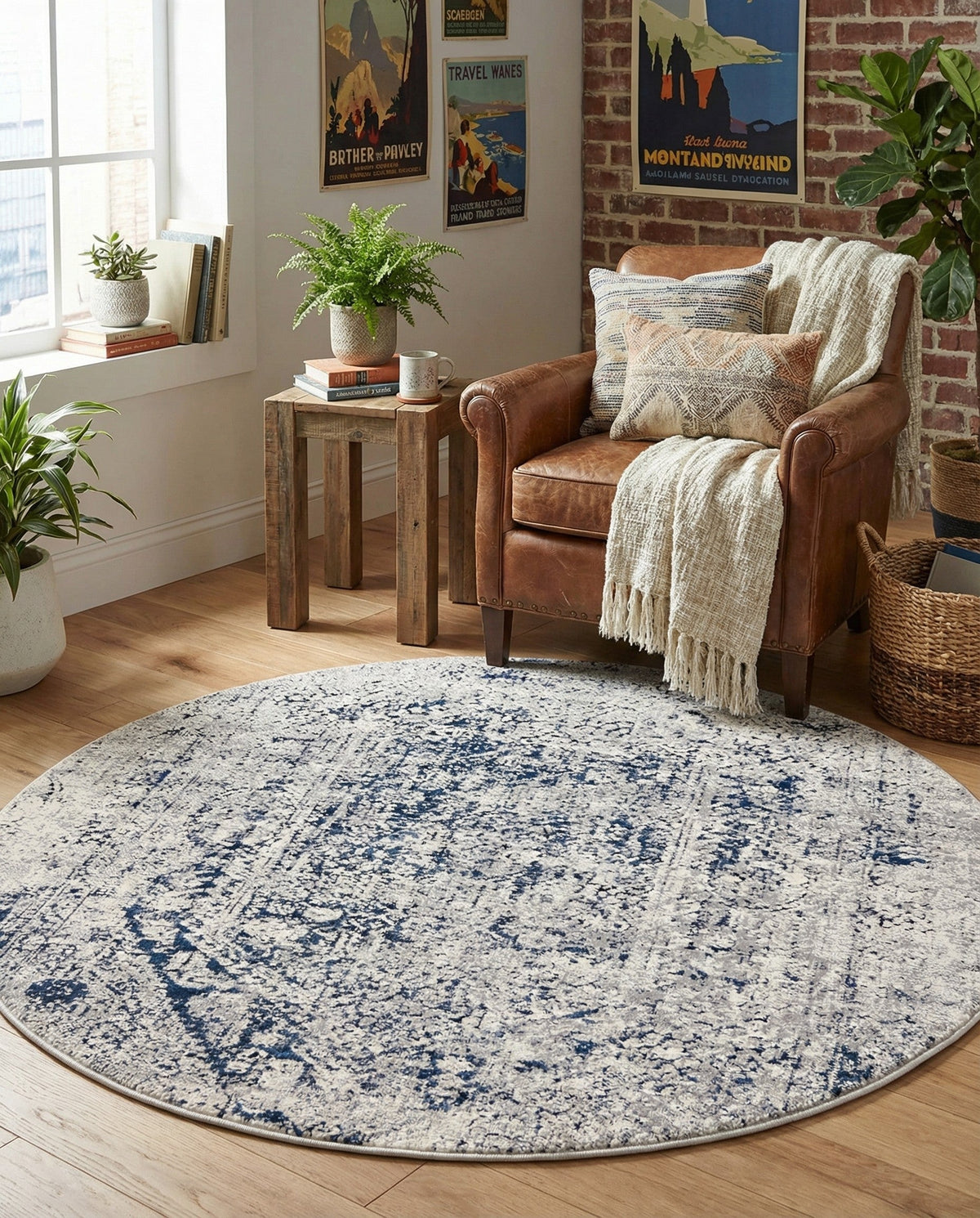 Coastal Manor Collection Area Rug -  Wavecrest Round Gray  lifestyle 146
