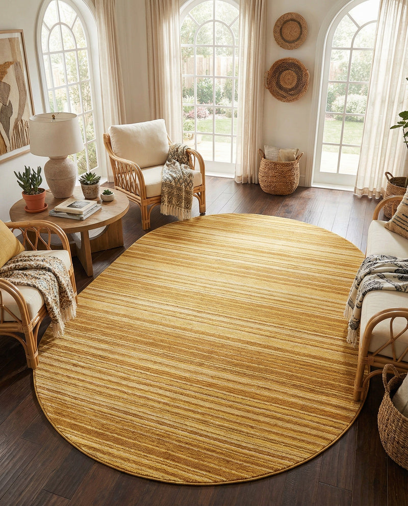 Jewel Oasis Collection Area Rug - Sapphire (Yellow) Oval Yellow  lifestyle 72
