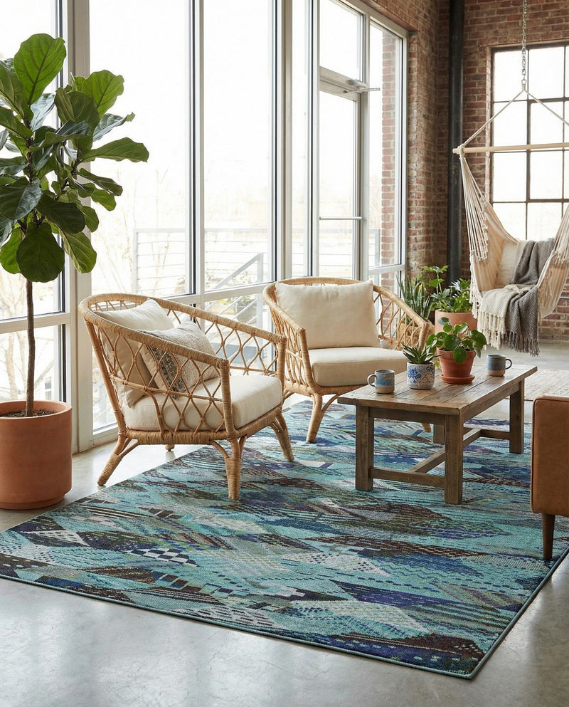 Sedona Vista Collection Area Rug -  Yucca Rectangle Blue  lifestyle 18