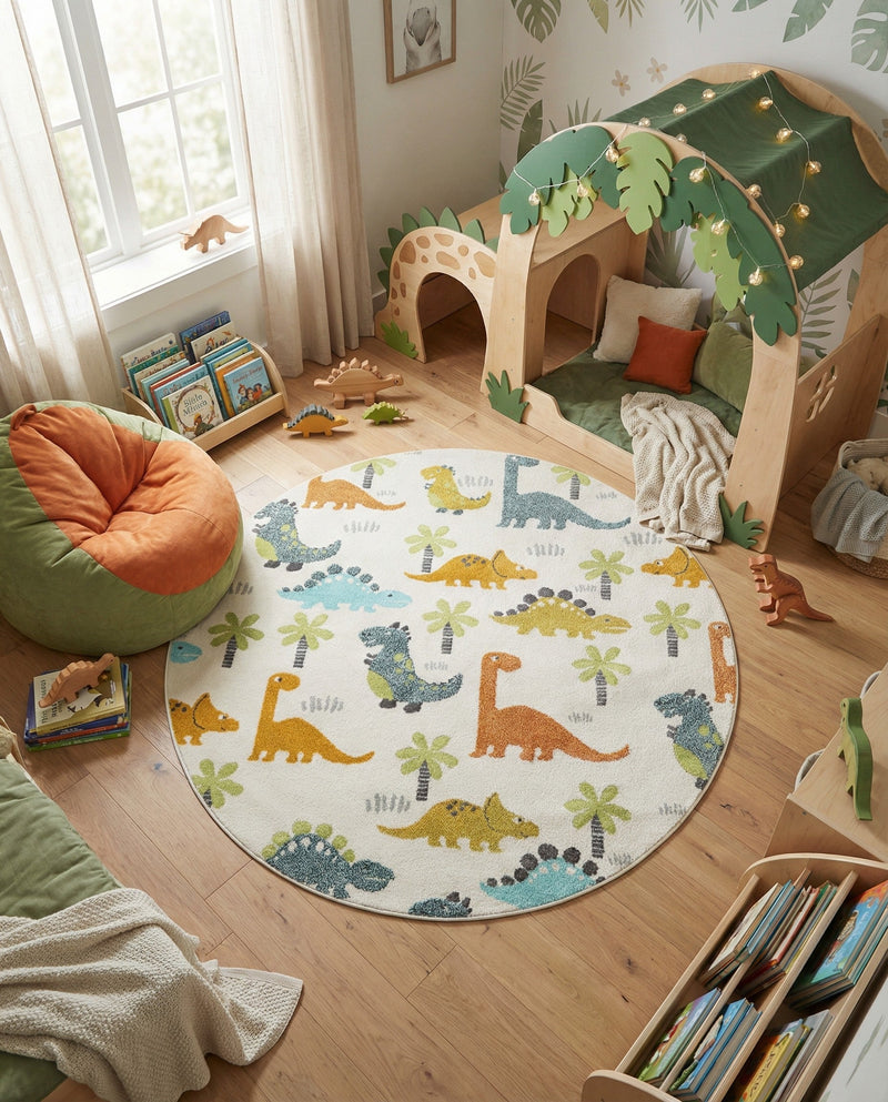 Wonder Tykes Collection Area Rug -  Pastiche Round Ivory  lifestyle 49