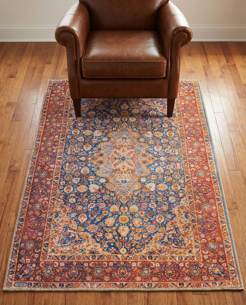 Heritage Elegance Collection Area Rug -  Hearst Rectangle Navy Blue  lifestyle 9