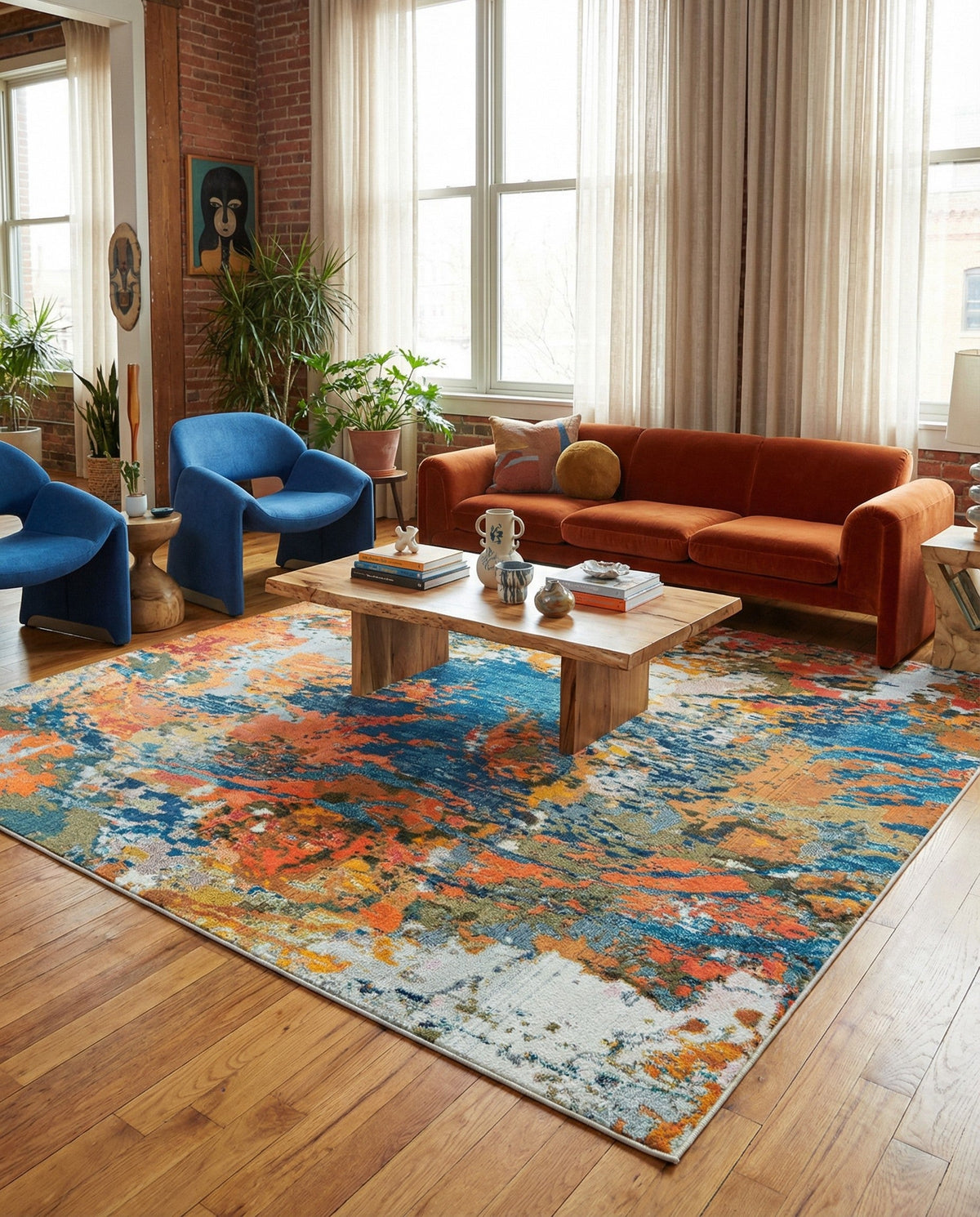 Colorburst Oasis Collection Area Rug -  Chroma Square Multi  lifestyle 86