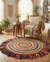 Osian Looms Collection Area Rug - Kathmandu Round Multi  lifestyle 61