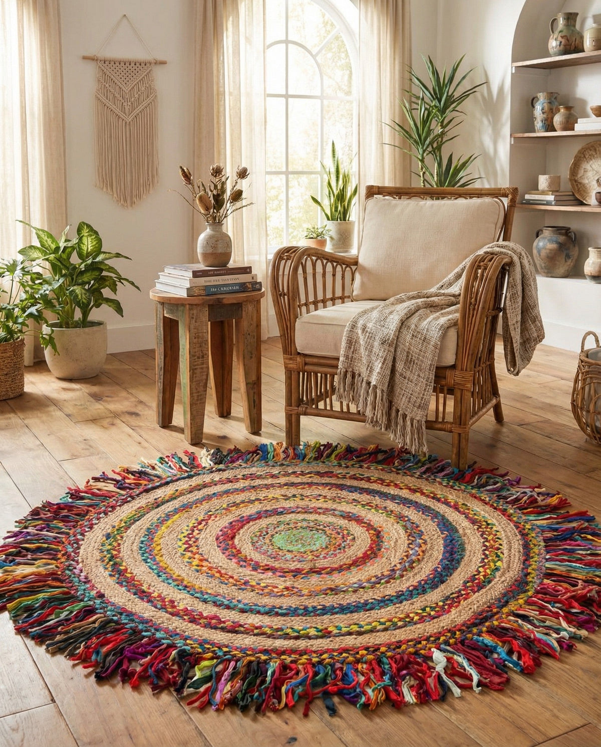 Osian Looms Collection Area Rug - Kathmandu Round Multi  lifestyle 61