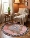 Heritage Elegance Collection Area Rug -  Winterthur (Pink) Round Pink  lifestyle 29
