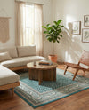 Soho Elegance Collection Area Rug -  Mercer (Turquoise) Square Turquoise  lifestyle 59