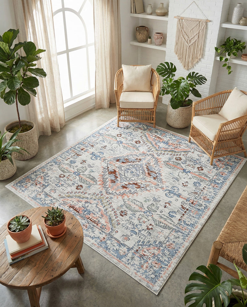 Aegean Elegance Washables Collection Area Rug -  Patmos Square Ivory  lifestyle 51