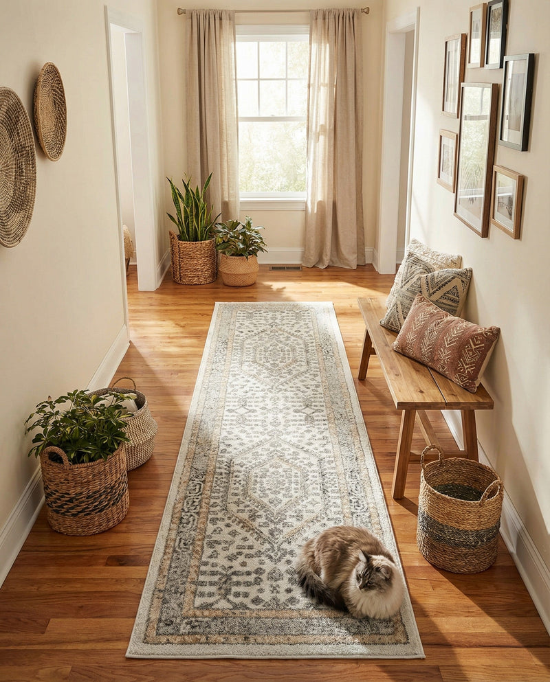 Adriana Terrace Collection Area Rug - Capri (Ivory) Runner Ivory  lifestyle 83