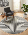 Urban Terrace Collection Area Rug -  Astoria (White and Black) Round White and Black  lifestyle 47