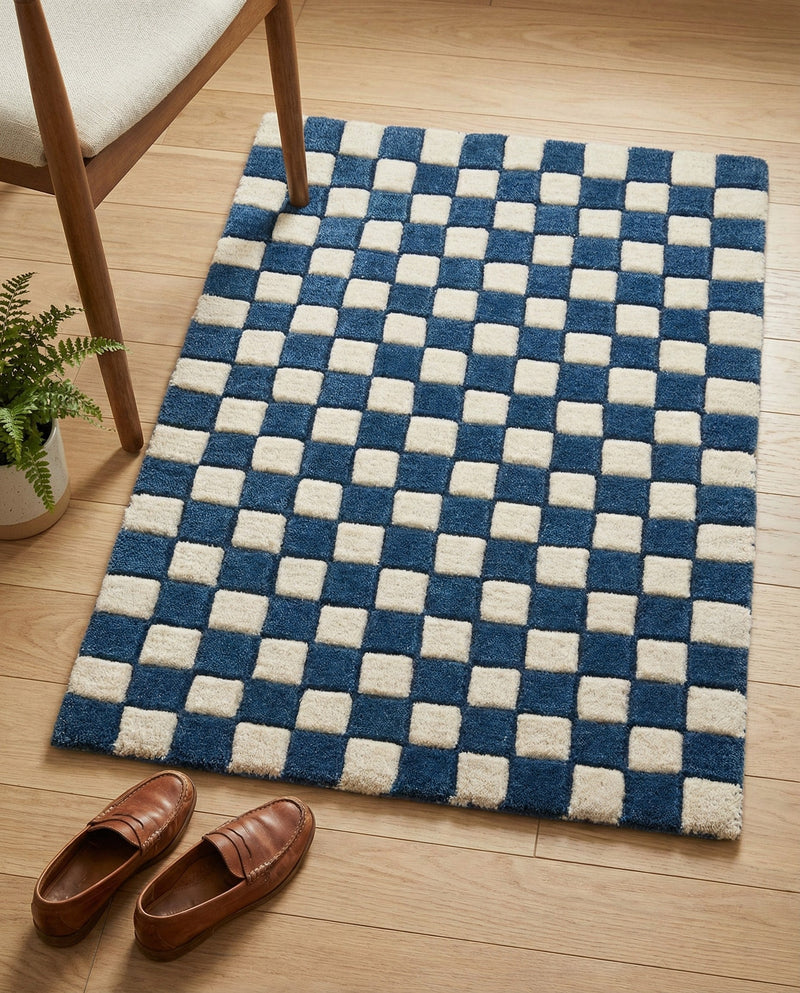 Shepherd's Glen Wool Collection Area Rug - Reykjavik Rectangle Blue and White  lifestyle 32