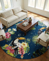 Seaside Blooms Collection Area Rug -  Leaf Round Multi  lifestyle 36