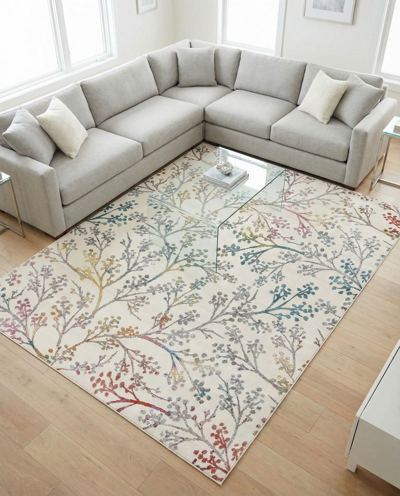 Meadow Breeze Collection Area Rug -  Sunbeam Rectangle Ivory  lifestyle 7
