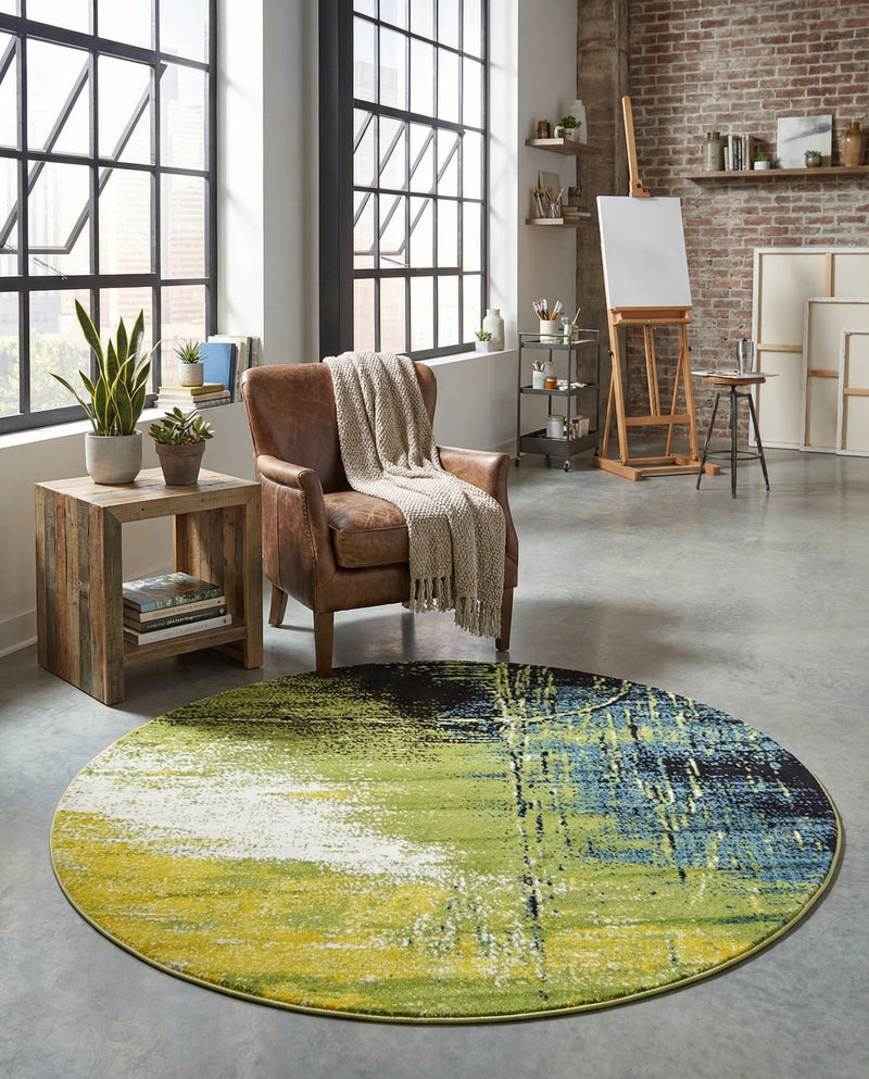 Venetian Elegance Collection Area Rug -  Chioggia Round Light Green  lifestyle 42