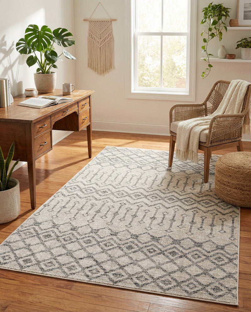 Geo Garden Lattice Collection Area Rug -  Andalusia Rectangle Ivory  lifestyle 43