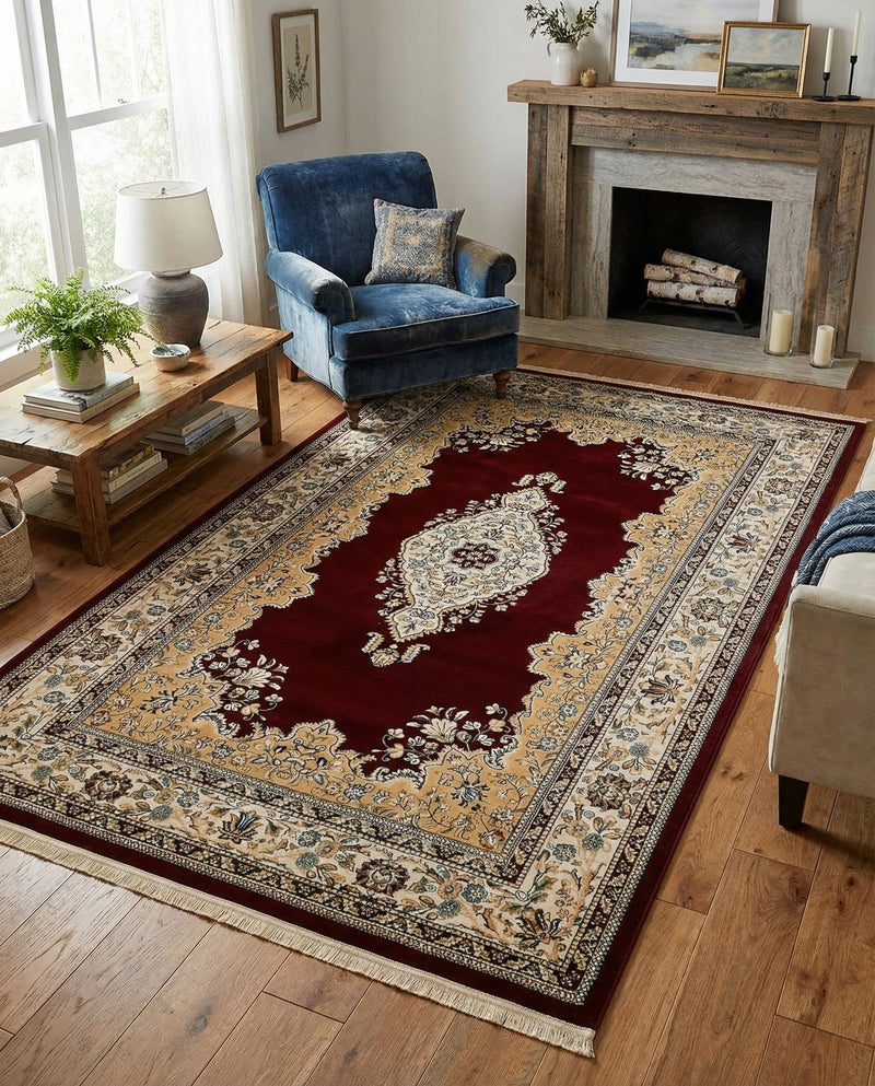 Persian Elegance Collection Area Rug - Isfahan Rectangle Burgundy  lifestyle 26