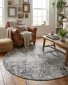 Riviera Elegance Collection Area Rug -  Grasse Round Dark Gray  lifestyle 54