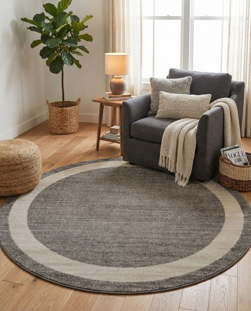 Studio Haven Collection Area Rug -  Alcove (Gray) Round Gray  lifestyle 31