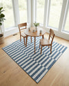 Seaside Stripes Collection Area Rug - Cabana (Blue) Square Blue  lifestyle 76