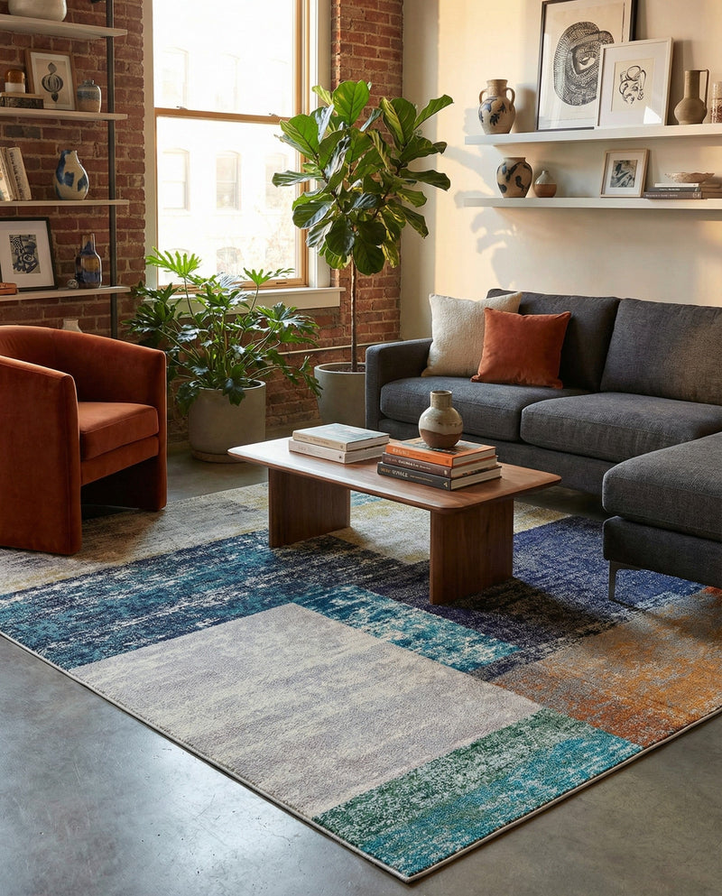 Colorburst Oasis Collection Area Rug - Palette Square Multi  lifestyle 24