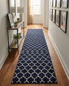 Lattice Gardens Collection Area Rug -  Bloomfield (Dark Blue) Runner Dark Blue  lifestyle 80