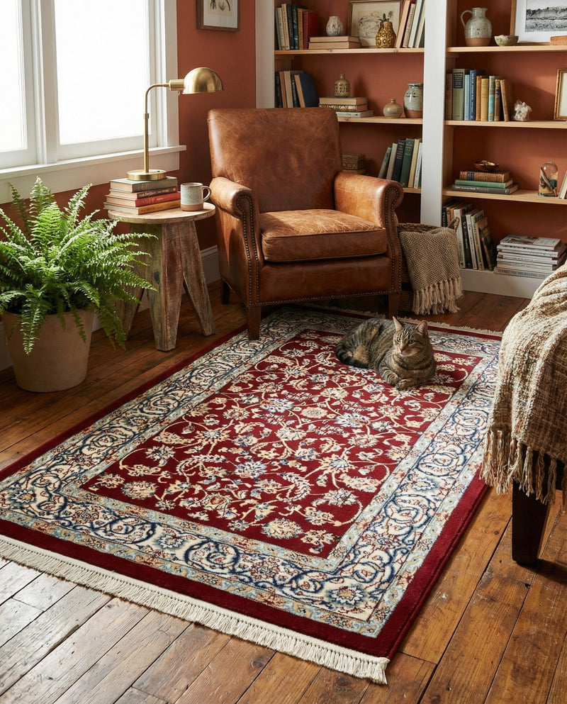 Persian Elegance Collection Area Rug -  Ardabil Rectangle Burgundy  lifestyle 41