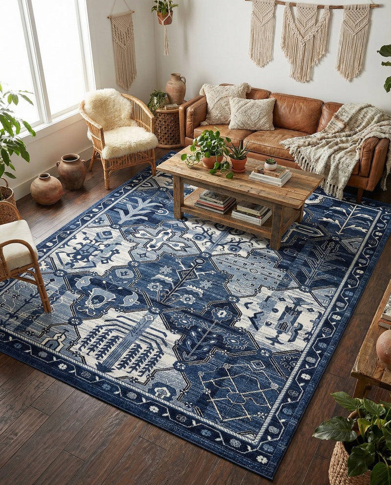 Horizon Collection Area Rug - Dawn Rectangle Blue  lifestyle 71