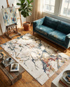 Jewel Oasis Collection Area Rug -  Opaline Rectangle White Navy  lifestyle 6