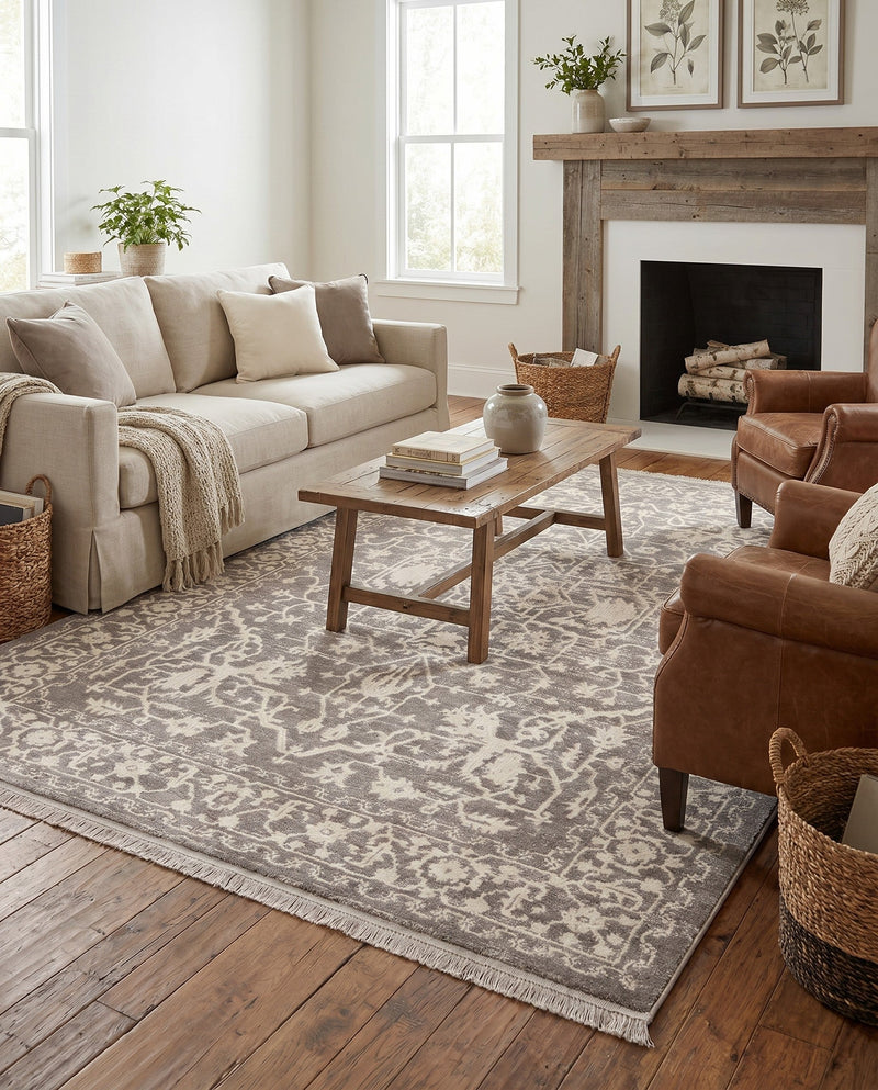 Rustic Charm Revival Collection Area Rug - Farmstead Rectangle Light Gray  lifestyle 22