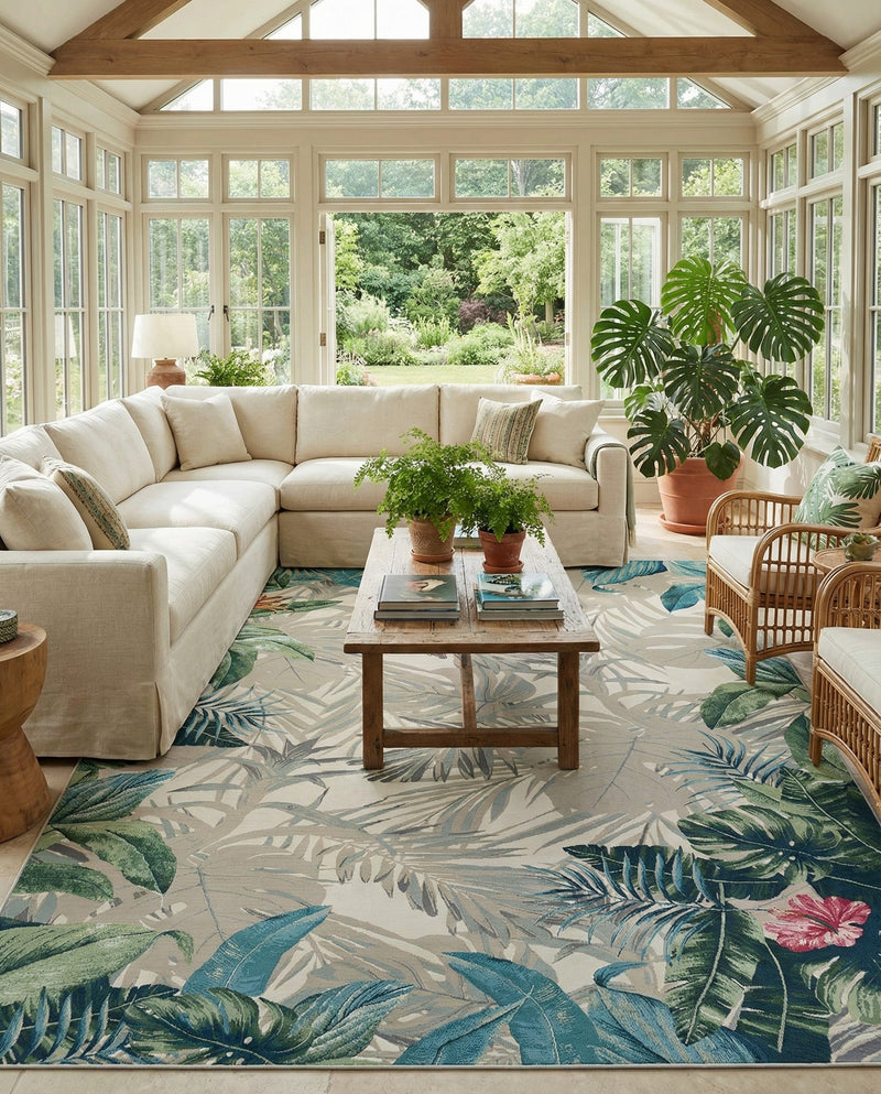Seaside Blooms Collection Area Rug -  Paradise Rectangle Multi  lifestyle 60