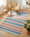 Coastal Stripe Dhurrie Collection Area Rug - Seashore Rectangle Multi  lifestyle 40