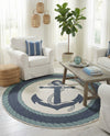 Seaside Haven Rugs Collection Area Rug -  Coralreef Round Navy Blue  lifestyle 67