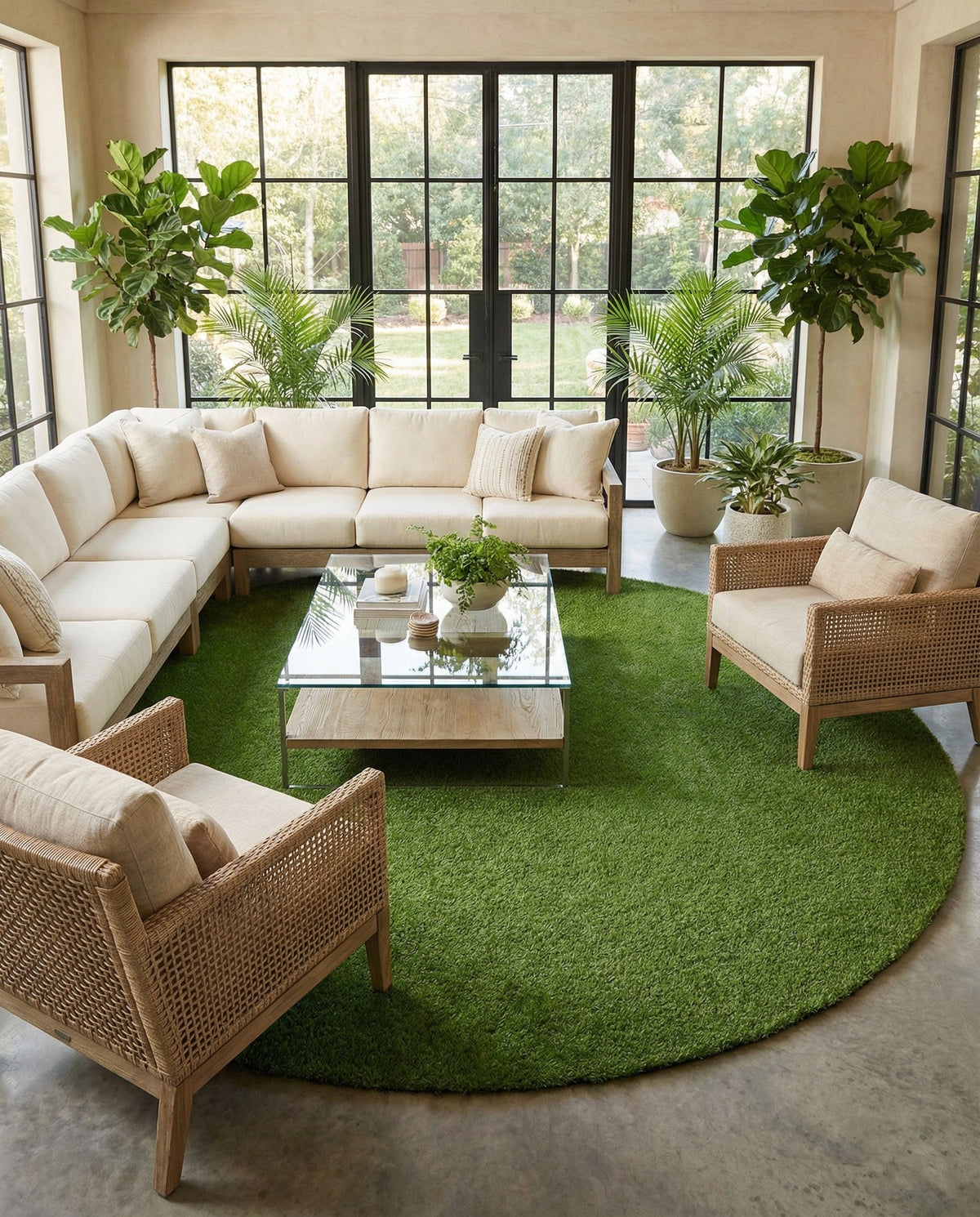 Meadow Retreat Collection Area Rug - Glen Round Green  lifestyle 165