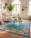 Casablanca Tapestry Collection Area Rug -  Marrakech (Arctic Aqua Blue) Square Arctic Aqua Blue  lifestyle 33