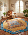 Heritage Elegance Collection Area Rug -  Winterthur (Orange) Octagon Orange  lifestyle 75