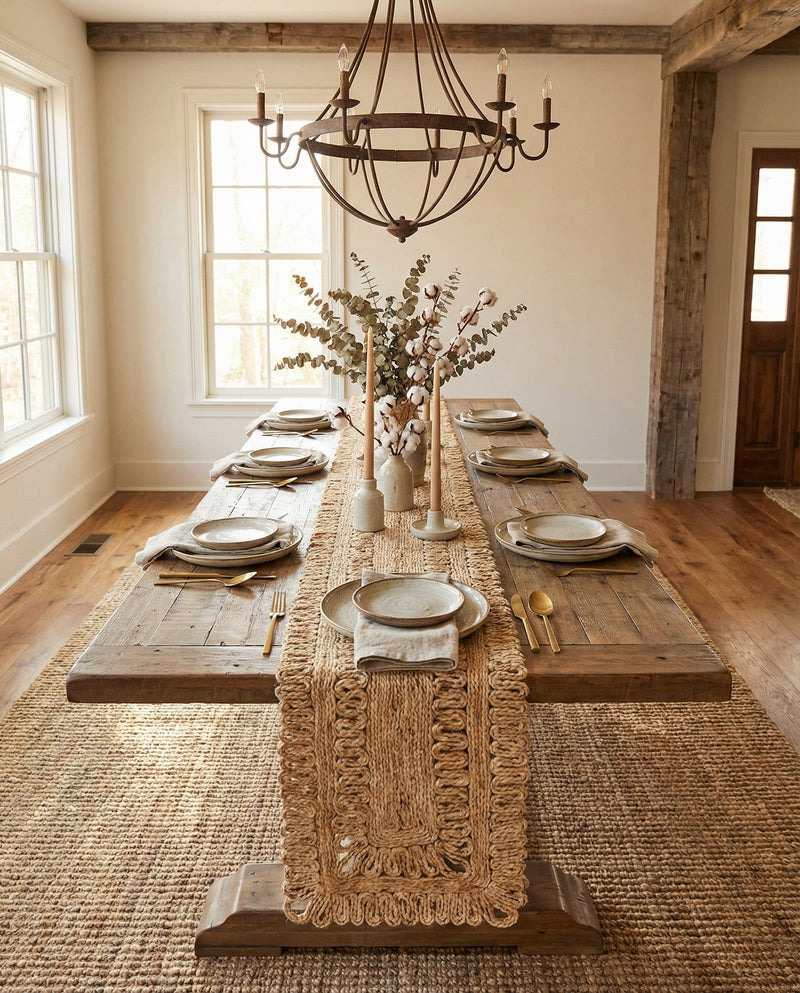 Woven Seaside Jute Collection Area Rug - Seaside Table Runner Natural  lifestyle 33