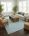 Seaside Stripes Collection Area Rug - Cabana (Light Aqua) Rectangle Light Aqua  lifestyle 12