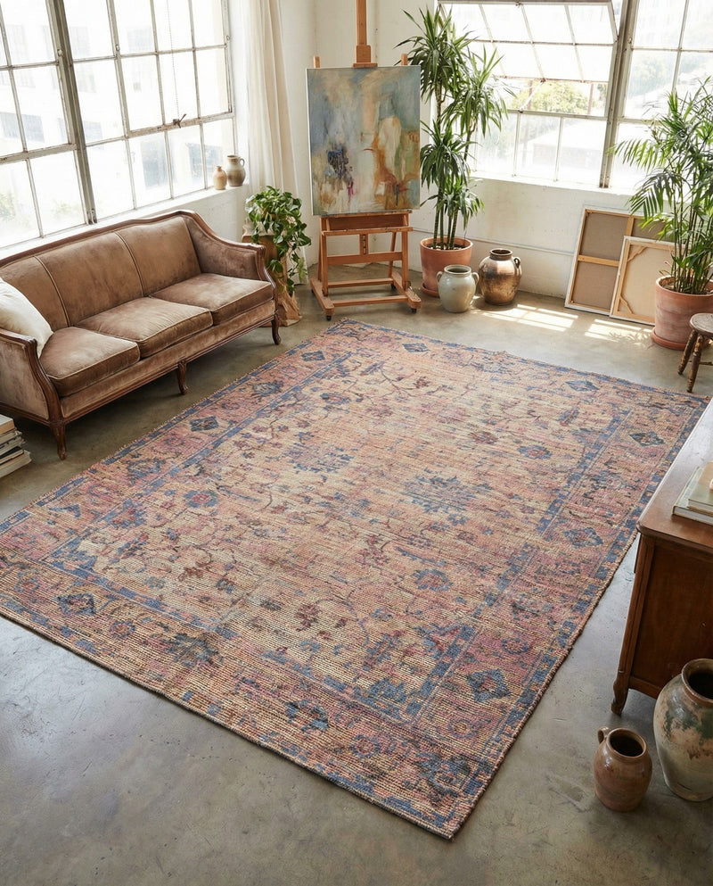 Savannah Threads Collection Area Rug - Tybee Rectangle Peach pink  lifestyle 37