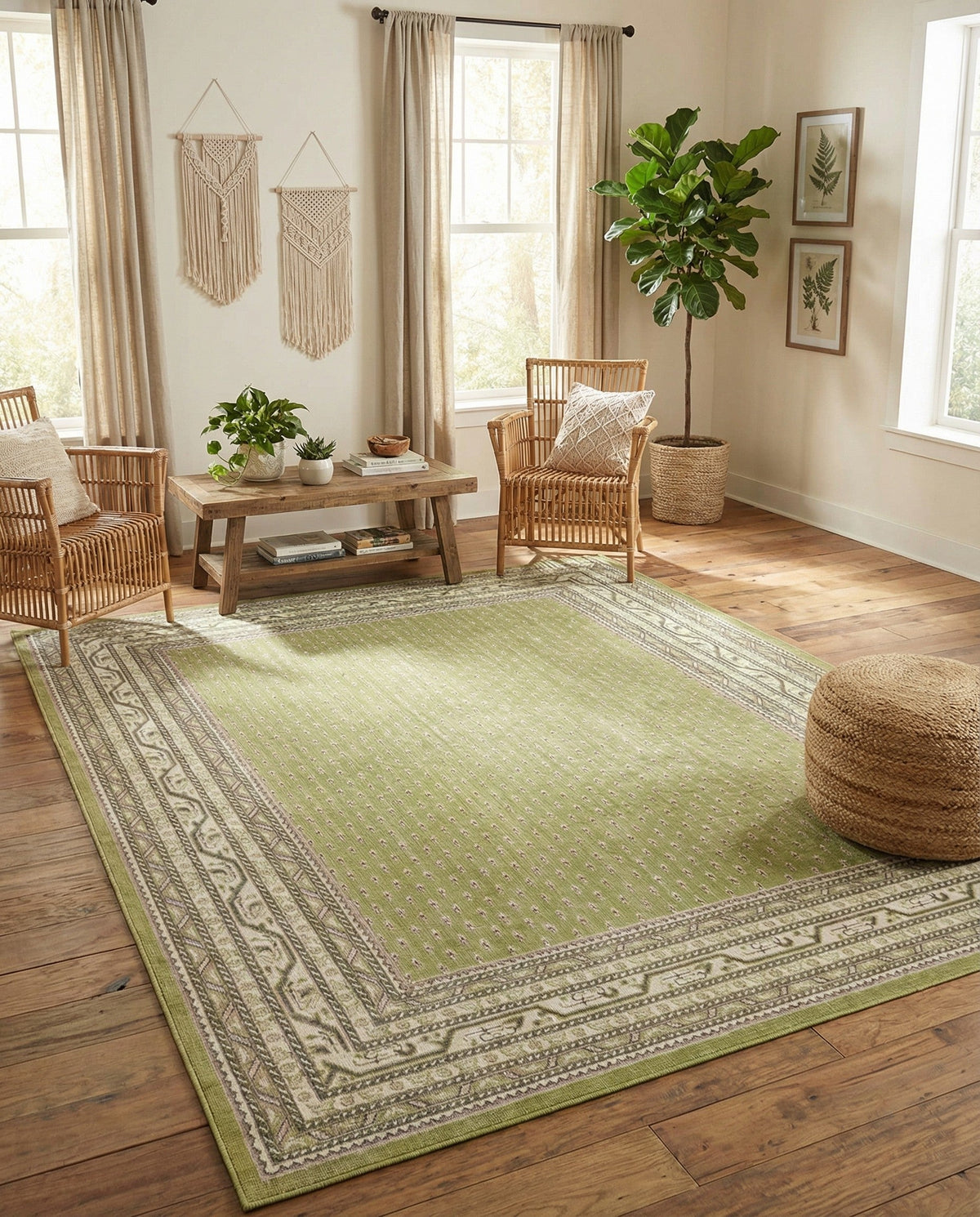 Soho Elegance Collection Area Rug -  Mercer (Green) Rectangle Green  lifestyle 11