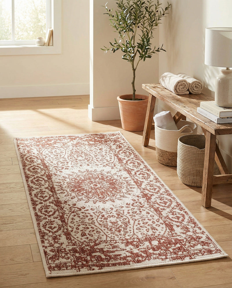 Patio Heritage Collection Area Rug -  Lafayette (Rust Red) Runner Rust Red  lifestyle 54