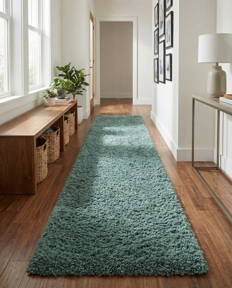 Eternal Plush Oasis Collection Area Rug -  Tranquility (Forest Green) Runner Forest Green  lifestyle 78