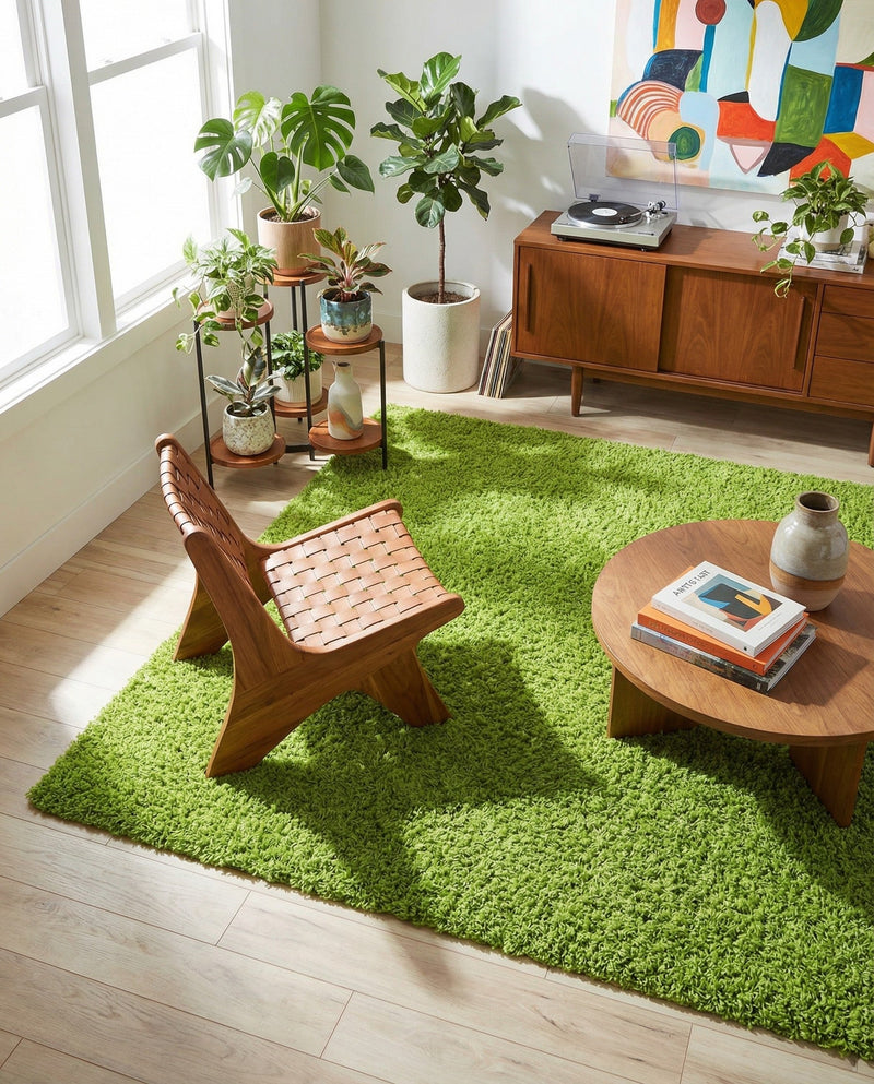 Plush Oasis Collection Area Rug - Serenity (Grass Green) Rectangle Grass Green  lifestyle 33