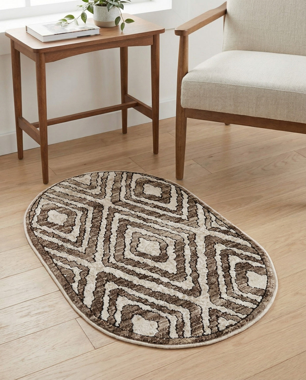 Sanctuary Retreat Collection Area Rug -  Oasis Oval Chocolate Brown  lifestyle 158