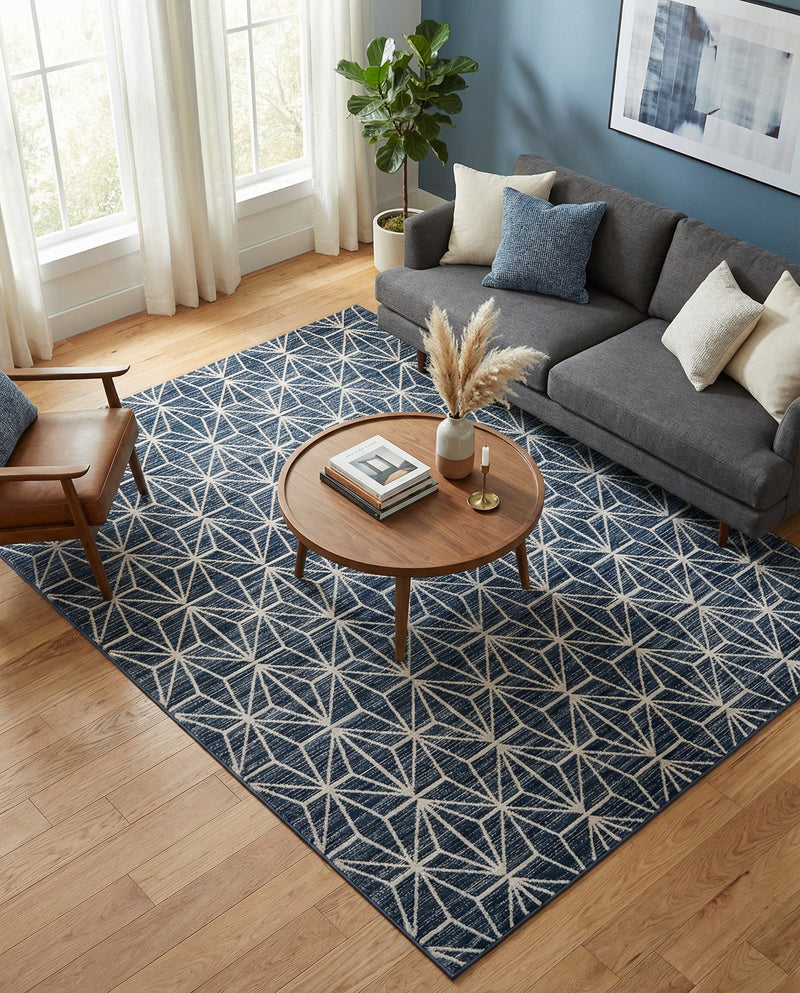 Metro Heights Collection Area Rug -  Hudson Rectangle Navy Blue  lifestyle 20
