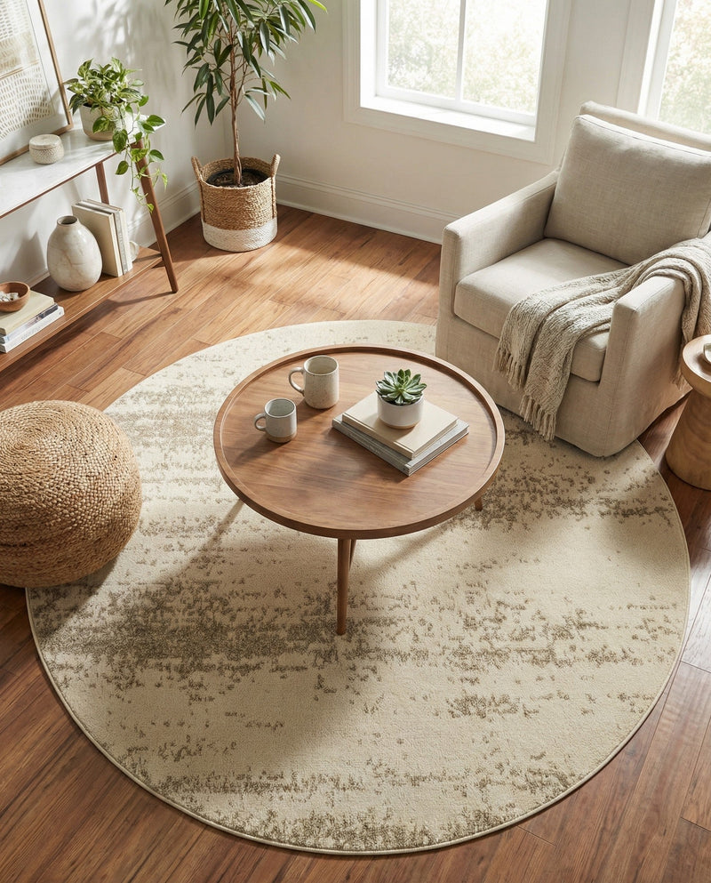 Studio Haven Collection Area Rug -  Gallery (Bone Beige) Round Bone Beige  lifestyle 58