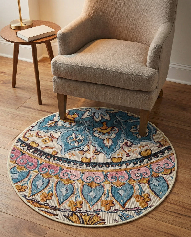 Patio Heritage Collection Area Rug - Tuscany Round Multi  lifestyle 58