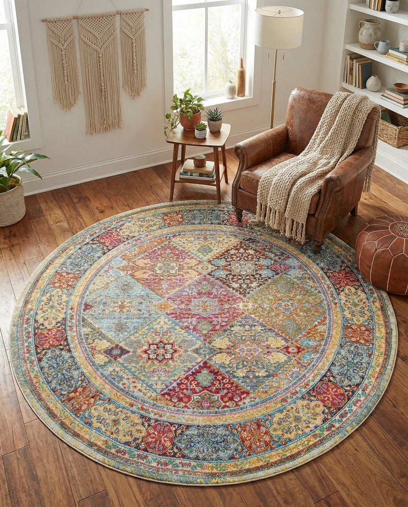 Caribbean Breeze Collection Area Rug -  Grenada Round Multi  lifestyle 67