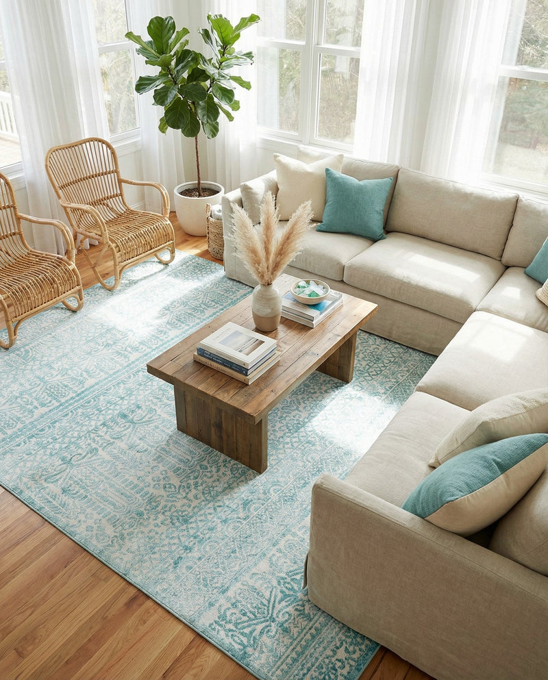 Metro Heights Collection Area Rug -  Chelsea Rectangle Teal  lifestyle 37
