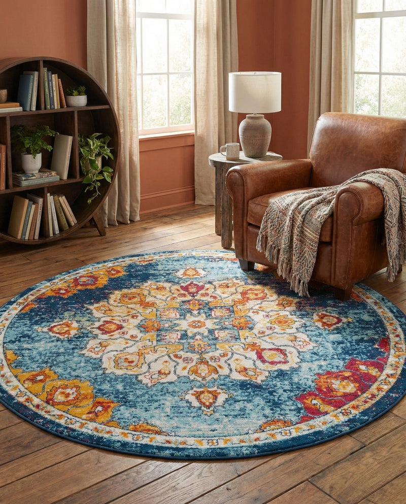 Beverly Grove Collection Area Rug - Melrose (Multi) Round Multi  lifestyle 56