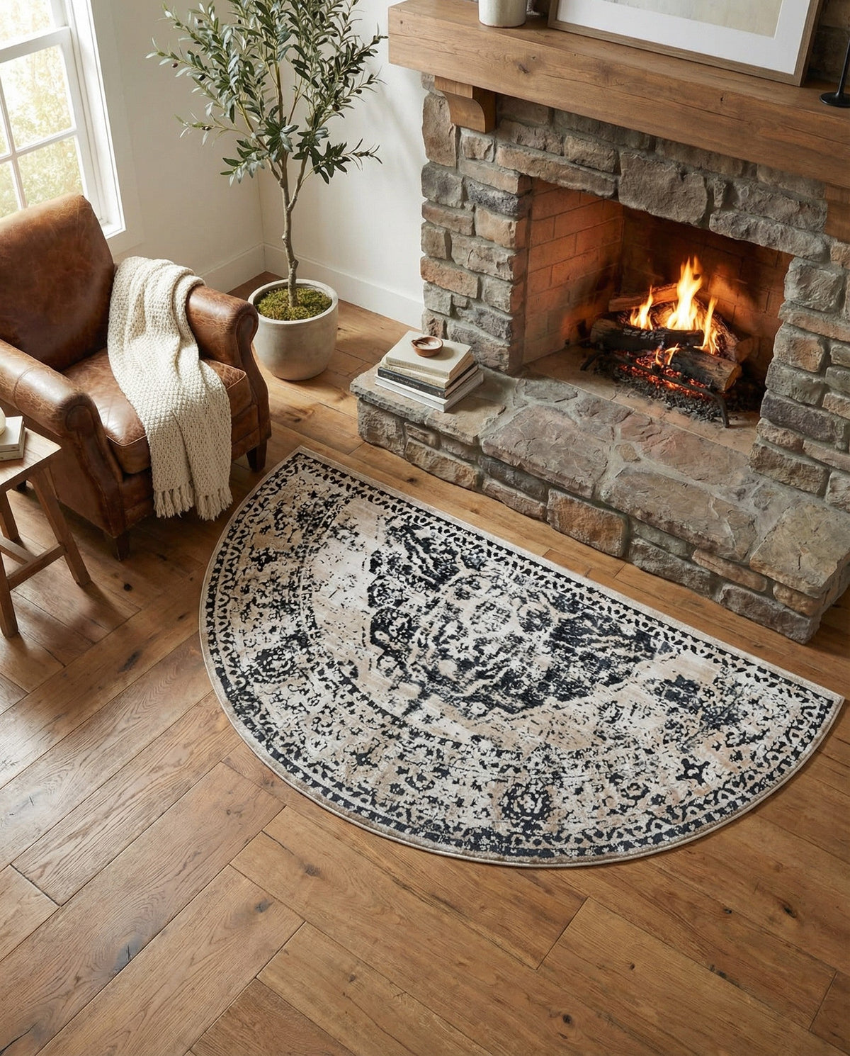 Coastal Manor Collection Area Rug -  Dunes Hearth Dark Blue  lifestyle 129
